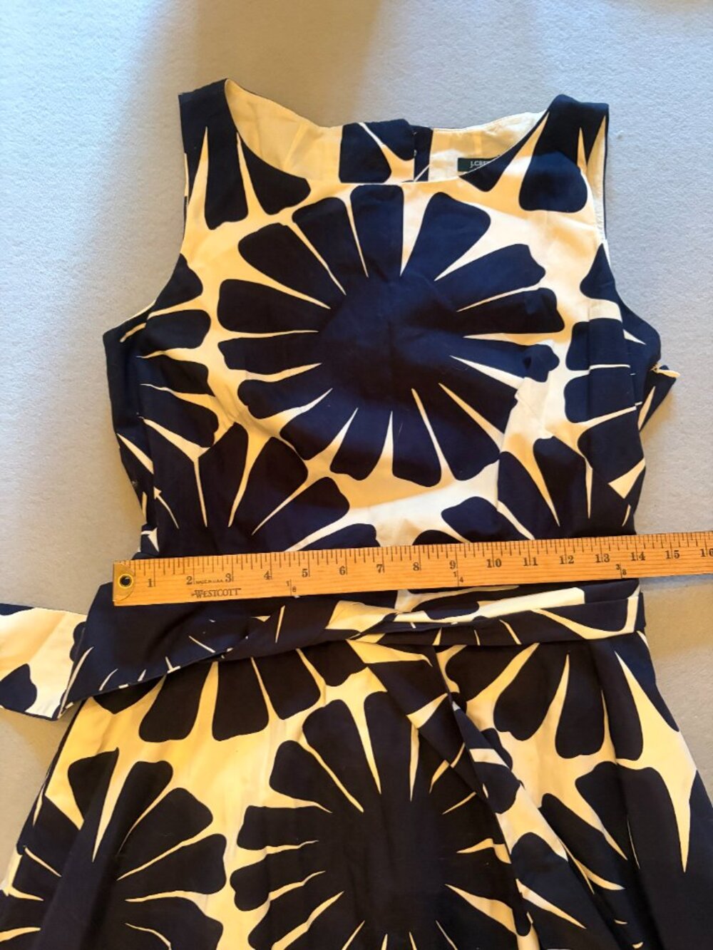 💙 J.Crew Blue Burst Belted A-Line Dress - Size 10 - Picture 6 of 9